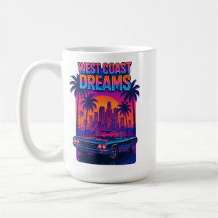 Taza De Café Sueños de la Costa Oeste – Synthwave Retro de los