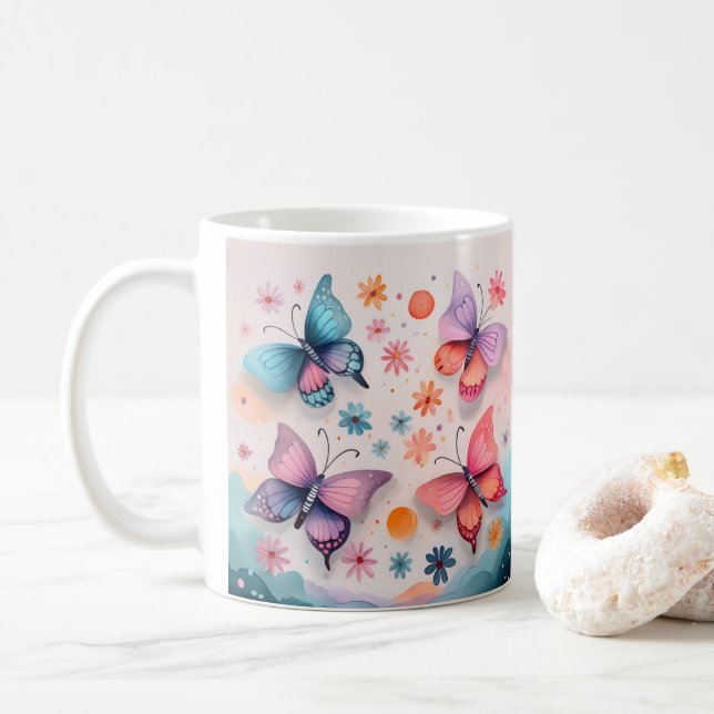 Taza De Café Sueños de Mariposa (Con donut)