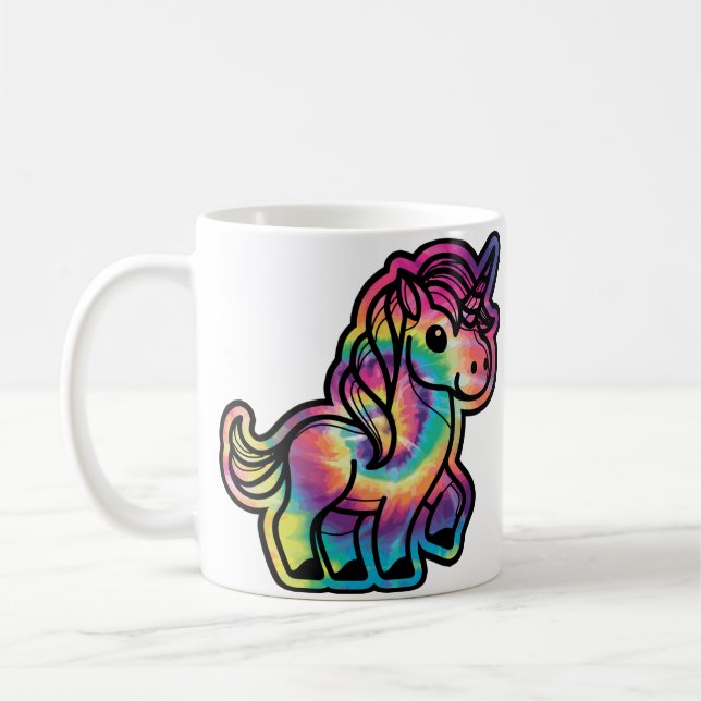 Taza De Café Sueños de tinte de tie: El vibrante unicornio (Izquierda)