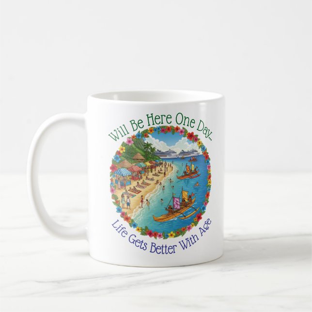 Taza De Café Sueños de Vacaciones Tropicales (Izquierda)