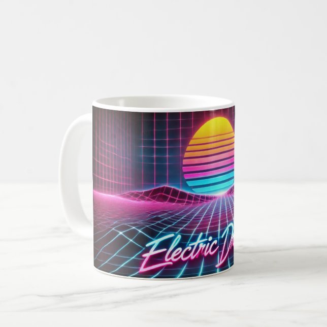 Taza De Café Sueños eléctricos Retro Neon Mug - Inspirados en l (Anverso izquierdo)