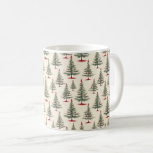 Taza De Café Sueños Evergreen: un bosque de árboles navideños