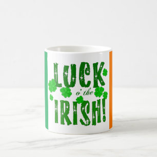 Taza De Café Suerte al Naranja Verde Irlandés Lucky Shamrock Mu