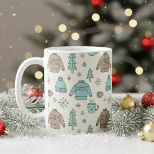 Taza De Café Suéter Acogedor de Invierno y Cacao Caliente