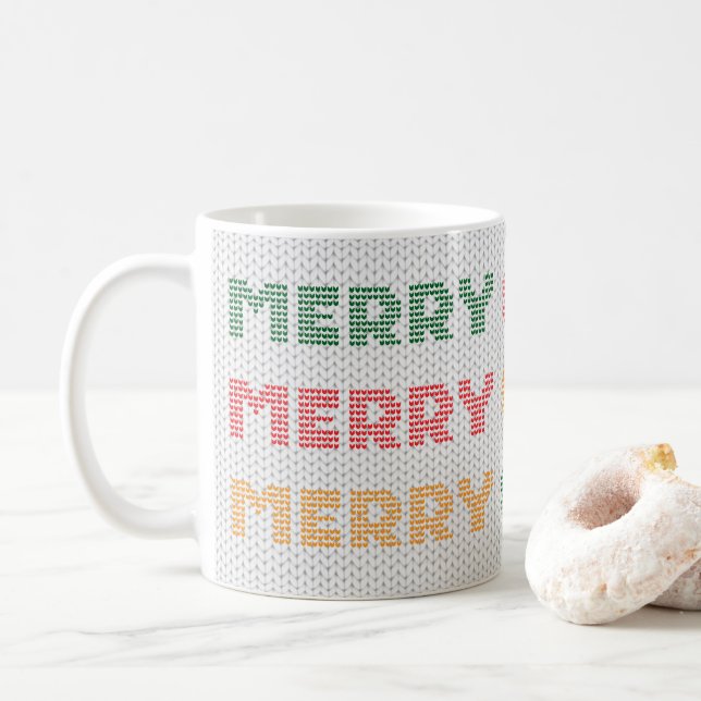 Taza De Café Suéter de Navidad Alegre y Brillante (Con donut)