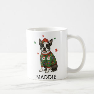 Taza De Café Suéter de Navidad para perro Boston Terrier