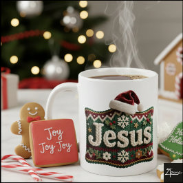 Taza De Café Suéter de punto de Navidad Jesús sombrero de Santa