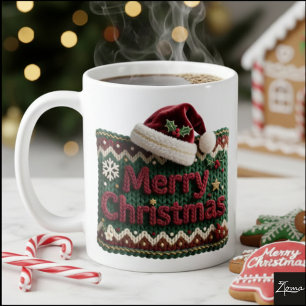Taza De Café Suéter de punto de Navidad Sombrero de Santa Feliz