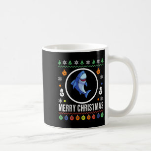 Taza De Café Suéter feo de tiburón de Navidad alegre para mujer