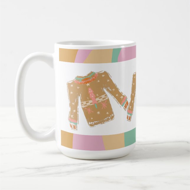 Taza De Café Suéter Feo Groovy Navidad Rosa Terroso (Izquierda)
