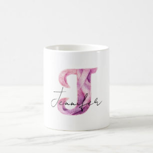 Taza De Café Suéter Rosa Púrpura Letra J Nombres 