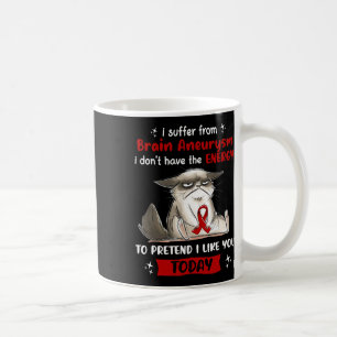 Taza De Café Sufre de Gato Divertido de Aneuralismo Cerebro