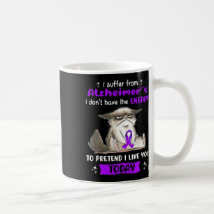 Taza De Café Sufrir El Gato Divertido De Conciencia De Alzheime