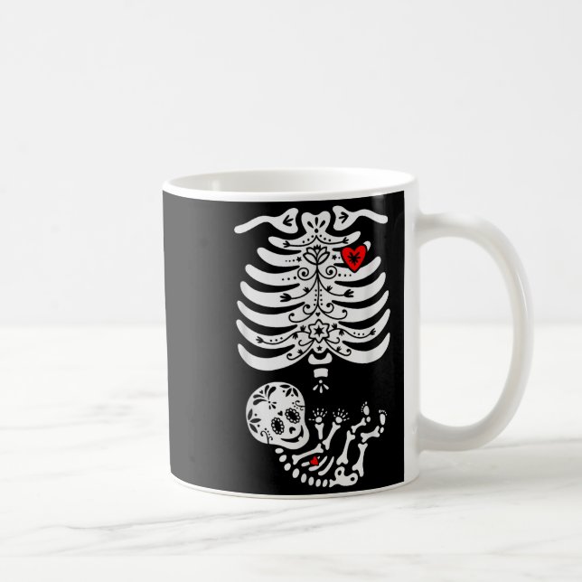 Taza De Café Sugar Skull Skeleton Halloween Pregnancy Annouceme (Derecha)