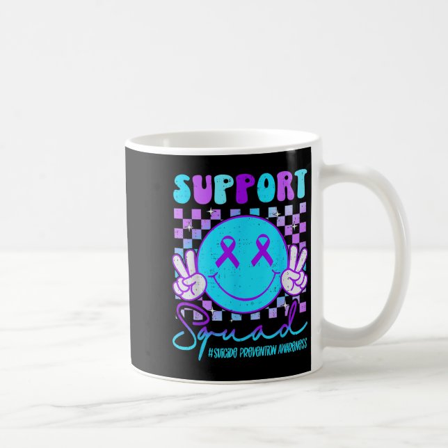 Taza De Café Suicide Awareness Teal &amp; Purple Ribbon Suprt G (Derecha)