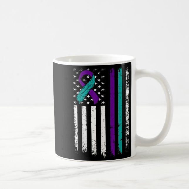 Taza De Café Suicide Prevention Awareness American Flag Ribbon  (Derecha)