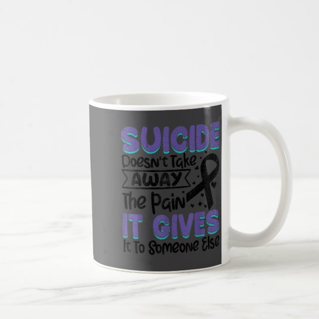 Taza De Café Suicide Prevention Awareness Teal &amp; Purple Rib (Derecha)