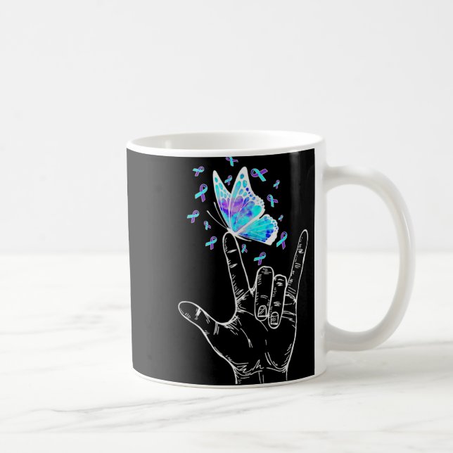 Taza De Café Suicide Prevention Awareness Week Butterfly Love H (Derecha)