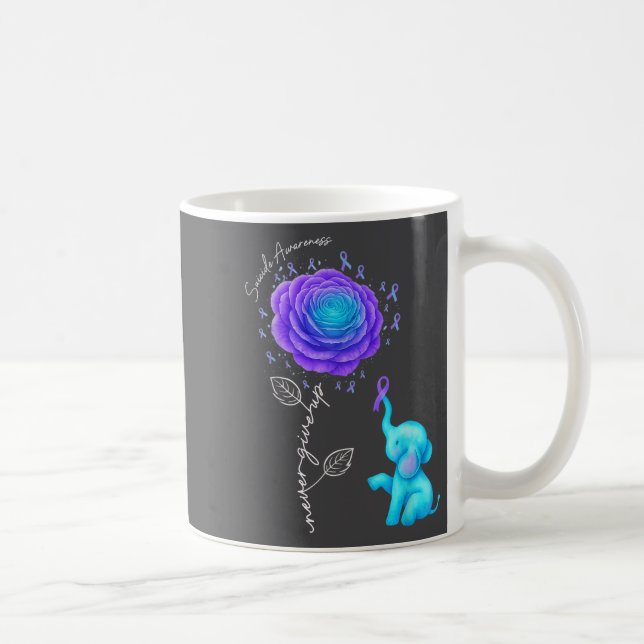 Taza De Café Suicide Prevention Teal Purple Flower Elephant Rib (Derecha)
