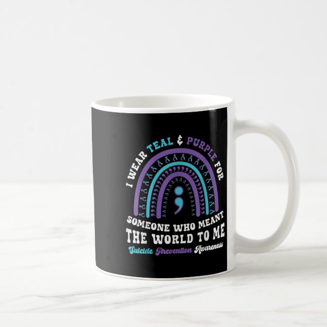 Taza De Café Suicide Prevention Wear Teal Purple Mental Health  (Derecha)