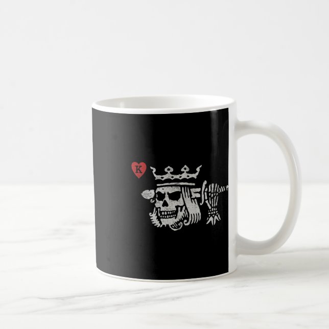 Taza De Café Suicidio Rey de Corazón Calavera usando póquer de  (Derecha)