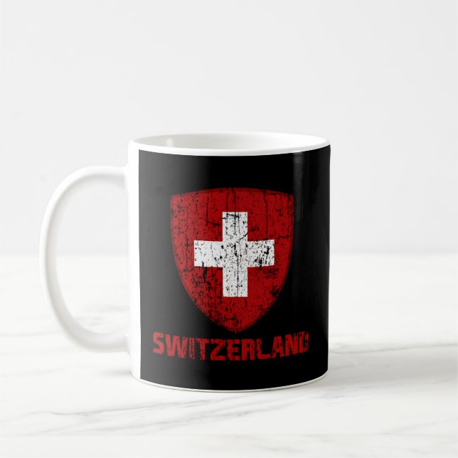 Taza De Café Suiza Bandera Orgullo Suizo País Internacional (Izquierda)