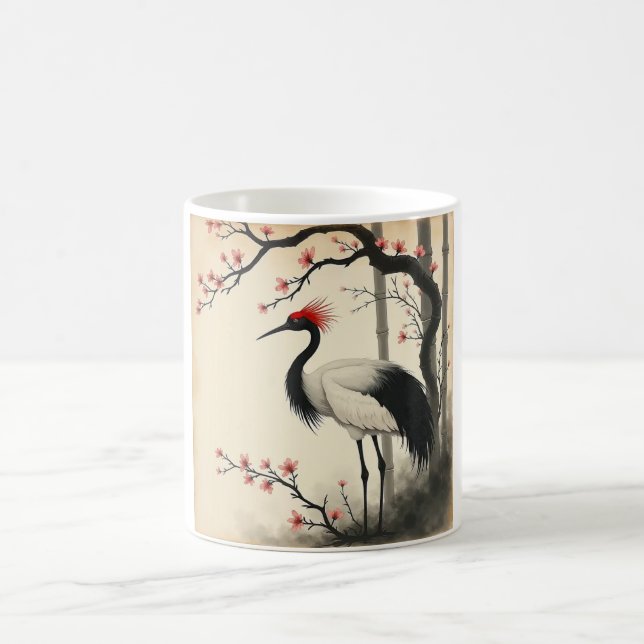Taza De Café Sumi-E Red-Crowned Crane Mug (Centro)