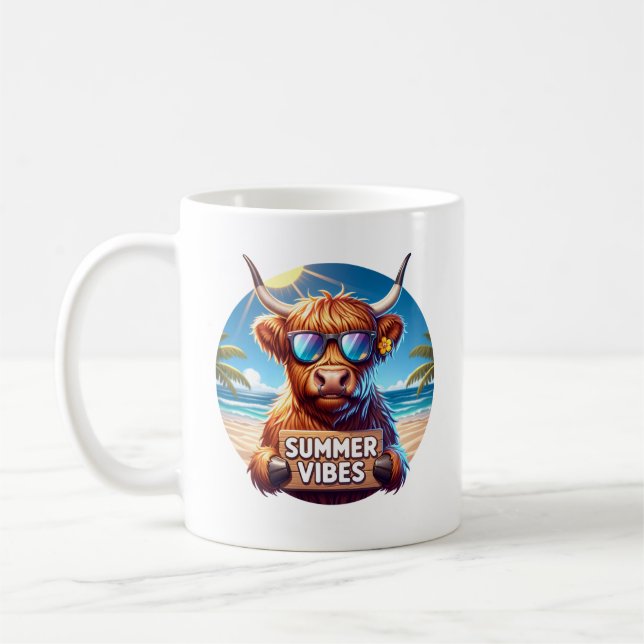 Taza De Café Summer Highland Cow (Izquierda)