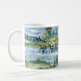 Taza De Café Summer Lake Boat Flowers Serenity
