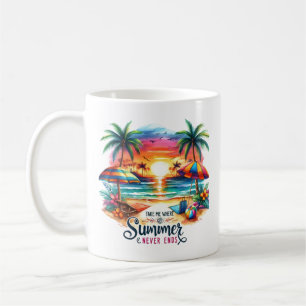 Taza De Café Summer Vibes Brushstrot Beach Sunset-34626