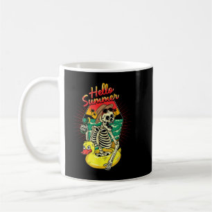 Taza De Café Summer Vibes Skeleton Funny Skeleton On Beach Suns