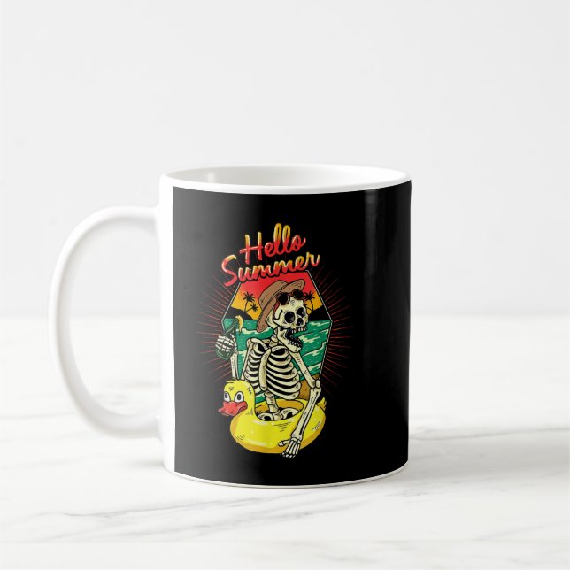 Taza De Café Summer Vibes Skeleton Funny Skeleton On Beach Suns (Izquierda)