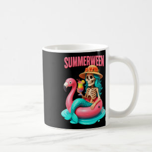 Taza De Café Summer-ween Mermaid Skeleton Flamingo Halloween Be