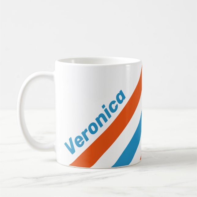 Taza De Café Summertime Nostalgic Stripes with Name (Izquierda)