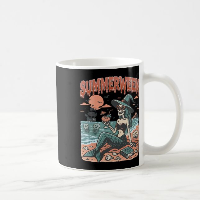 Taza De Café Summerween Mermaid Skeleton Beach Flamingo Hallowe (Derecha)