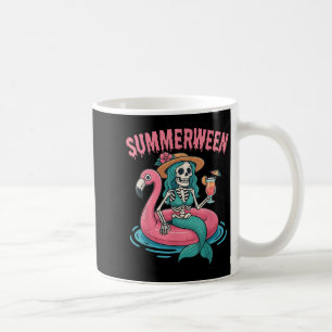 Taza De Café Summerween Mermaid Skeleton Beach Flamingo Hallowe