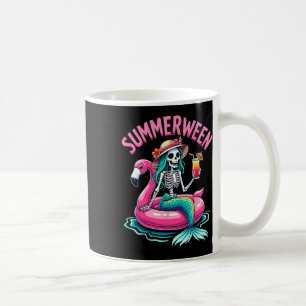 Taza De Café Summerween Mermaid Skeleton Beach Flamingo Hallowe