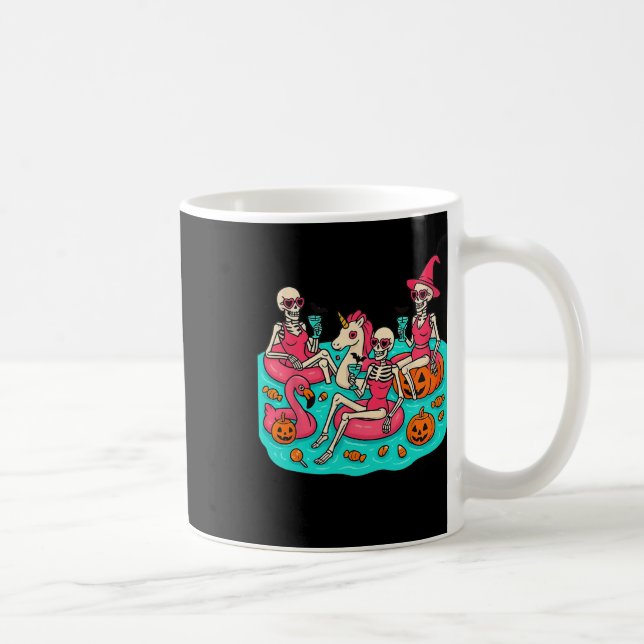 Taza De Café Summerween Skeleton Flamingo esperando el Hall (Derecha)