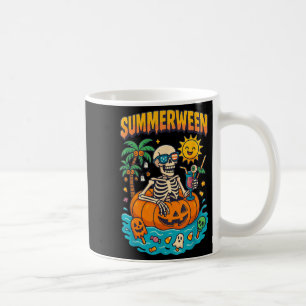 Taza De Café Summerween Skeleton Vibes Chillin En Un Flo De Cal