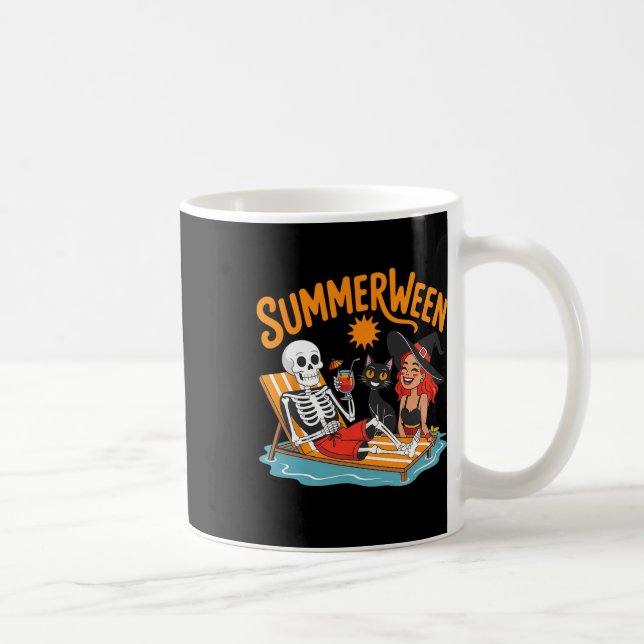 Taza De Café Summerween Skeleton Witch Funny Summer Halloween (Derecha)