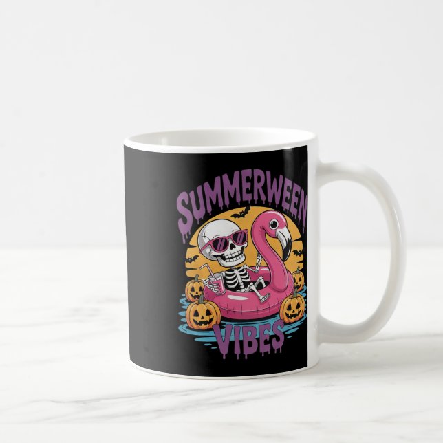 Taza De Café Summerween Vibes Skeleton Flamingo Spooky Hallowee (Derecha)