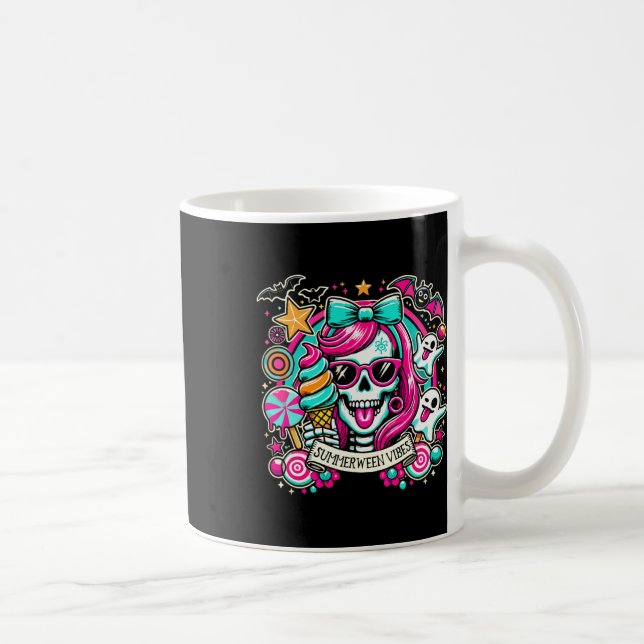 Taza De Café Summerween Vibes Skeleton Spooky Vacaciones Hallow (Derecha)