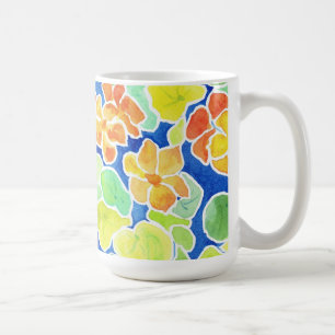 Taza De Café Summery Scarlet Red, Naranja y Nasturtios Amarillo