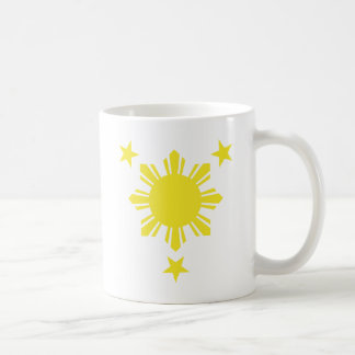 Taza De Café Sun básico filipino y estrellas - amarillo