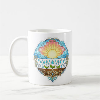 Taza De Café Sun Rain Growth Nature Symbol Illustration design 