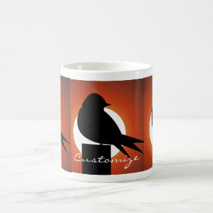 Taza De Café Sun Thunder_Cove de la silueta de pájaro negro