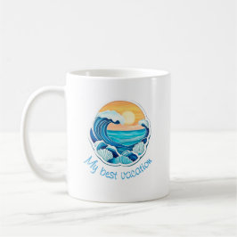 Taza De Café Sun, waves, shell