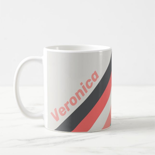Taza De Café Sunbleached Coral Stripes with Name (Izquierda)