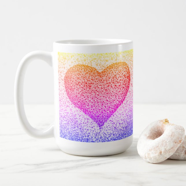 Taza De Café Sunburst Pointillism Heart Coffee Mug (Con donut)