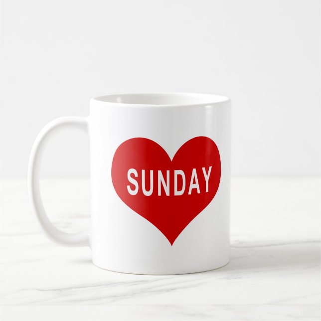 Taza De Café SUNDAY Red Love Heart (Izquierda)